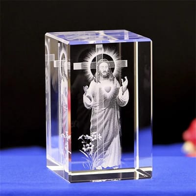 WiseGoods Luxe 3D Laser Jezus Kristal Beeldje - Jesus Beeldjes - Kristallen Beelden - Beeld - Decoratie - Cadeau - Woondecoratie
