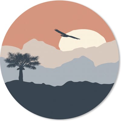Muismat rond 20x20 cm - Mousepad Pastel - Zonsondergang - Bergen - Ronde muismatten