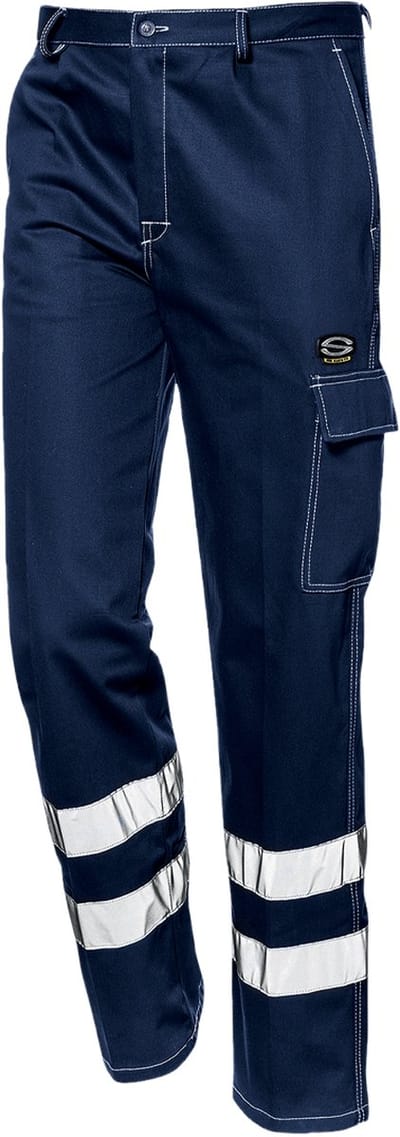 SIR SAFETY FUSTIAN Werkbroek HEREN Veiligheidsbroek Donkerblauw - Dubbel Reflecterend - Met Riemlus - Met Zijzak