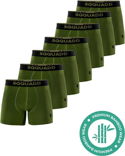 SQQUADD® Bamboe Ondergoed Heren - 7-pack Boxershorts - Maat S - Comfort en Kwaliteit - Voor Mannen - Bamboo - Groen