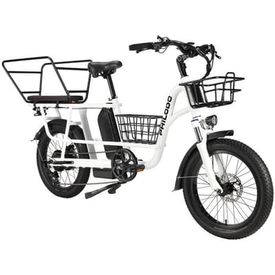 PHILODO Traveller Familie & Vracht Elektrische Fiets, Dubbele 48V 17,5Ah Batterijen, Kinder & Vrachtdrager Ring wit