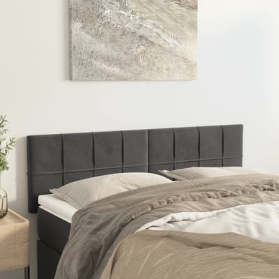 vidaXL - Hoofdborden - 144x5x78/88 - cm - fluweel - donkergrijs