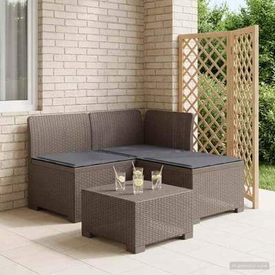 vidaXL - 3-Zits - Tu - bank - met - Kussens - Rattan - Look - 3-zits - PP - Lichtgrijs