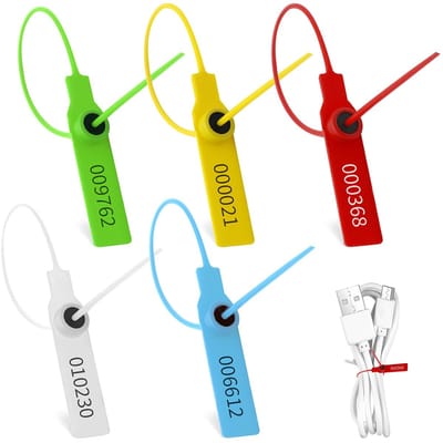 Veiligheidszegels Plastic - Kabelbinders Genummerd - Objecten Beveiligen - Zelfborgend Rolslot - 120 Stuks - Meerkleurig