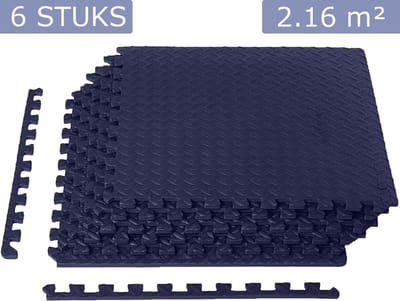 Meisterhome ® Zwembad tegels zwembad bodem bescherming - Waterdichte mat met mooie afgewerkte randen - Easy installeren/schoonmaken - Fitnessruimte/meditatie - Warmte isolerend - 60 x 60 x 1 cm - 6 stuks 2.16 m²-Tardis blue