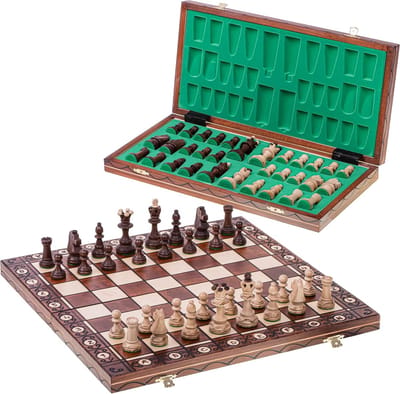 Schaakbord en Schaakfiguren Hout - 48 x 48 cm - Elegante Opbergdoos