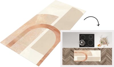 Keukenloper - Loper keuken - Marmer - Roze - Beige - 120x50 cm - Keukenloper vinyl