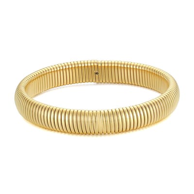 Twice As Nice Armband in goudkleurig edelstaal, bangle gestreept 19cm
