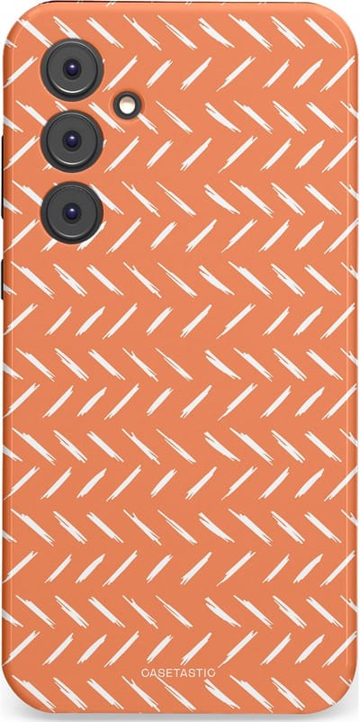 Casetastic hoesje geschikt voor Samsung Galaxy A35 - Dubbellaagse bescherming - Oranje Witte Nederland Cross Patroon - Fashion Case - Terracotta Zand