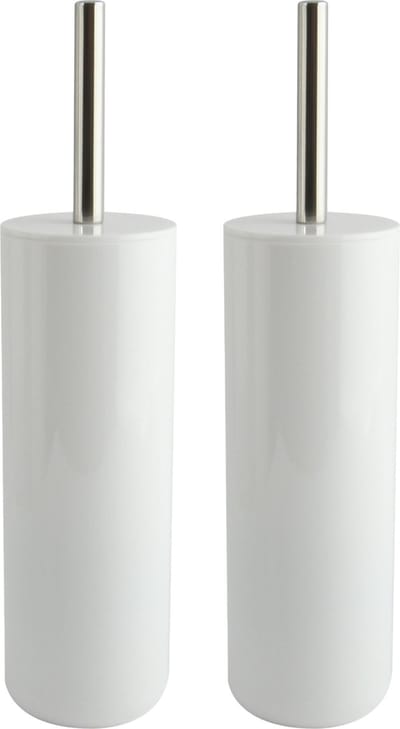 MSV Porto Toilet/wc-borstel houder - 2x - kunststof - wit - 38 cm