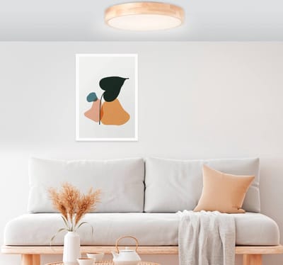 Brilliant Moreen LED plafondlamp 34cm hout, hout/kunststof/metaal, 1x 14W LED geïntegreerd, (lichtstroom: 1300lm, lichtkleur: 3000-4500K)
