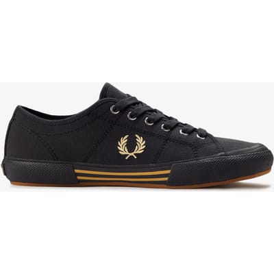 Fred Perry B708 Vintage Tennis Canvas Heren Zwarte/Champagne Sneakers