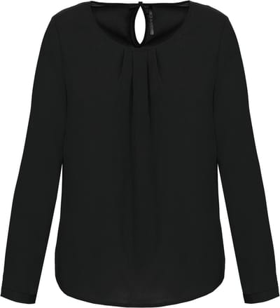 Kariban Damesblouse in crêpe met lange mouwen K5003 - Black - 36 NL (38 FR)