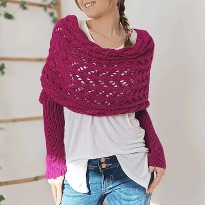 Gevlochten Ontwerp Mouwige Wrap Met Mouwen Effen Kleur Holle Twist Haakpatroon Dames Sjaal Sjaal Boheemse Stijl Trui Sjaal brown