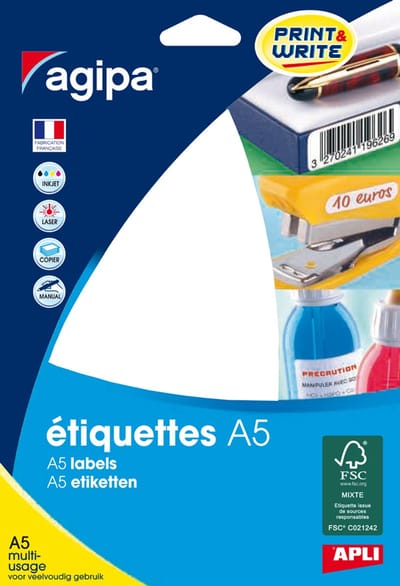 Universele etiketten, 12 x 18,3 mm, wit