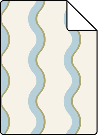 Proefstaal ESTAhome behang golvende strepen blauw, groen en gebroken wit - 26.5 x 21 cm - 132135-S