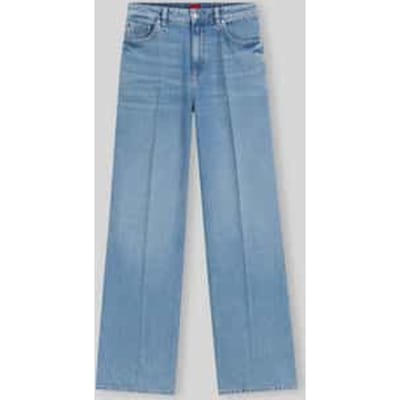 Wide leg jeans van puur katoen met persplooien