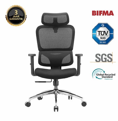 SIHOO M56C Bureaustoel - Hoge Rugleuning en Armleuningen - Ergonomische Mesh Bureaustoel - Zwart