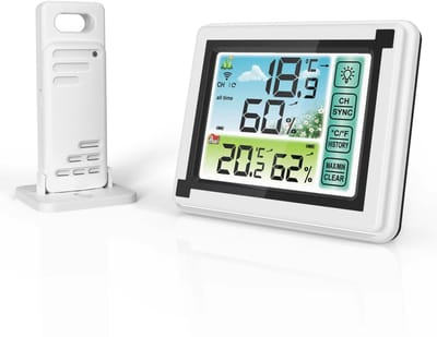 Ecoworks Weerstation Hygrometer Incl. Batterijen - Met Achtergrondverlichting - Luchtvochtigheidsmeter - Thermometer voor Binnen & Buiten