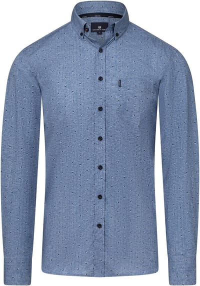 State Of Art Overhemd Print Blauw - Maat M - Heren - Overhemden Casual