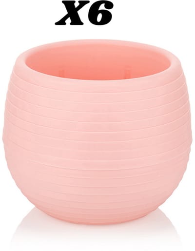 6st ronde cactus bloempotten roos 13cm met drainage UV-bestendige stekpotjes