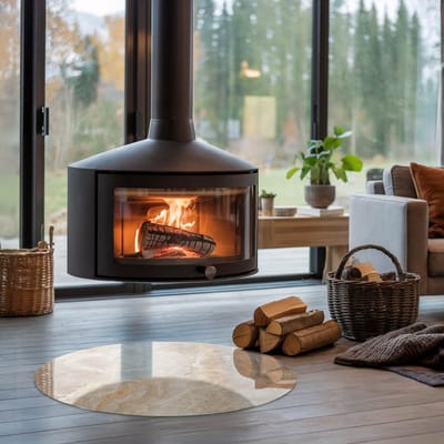Coloray Vloerplaat Houtkachel - Vloerplaat voor Houtkachel - 80 cm x 80 cm - Vloerplaat Open Haard - Beige Vloerplaat Kachel - Plaat Kachel - Plaat voor Onder Kachel - Kachel Vloerplaat - Onderplaat
