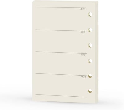 Kalendernavulling voor Filofax, Ongeorganiseerd, Maandag Start, 6 Gaten, 100gsm, 45 Vellen, 90 Pagina's, Perfect voor Planning en Organisatie
