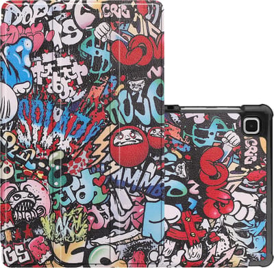 Hoes - Geschikt voor Samsung Galaxy Tab A7 Lite - Dun & Stevig - Trifold Bookcase - Hard Cover - Hardcover Book Case - Tablet Hoesje - Graffity