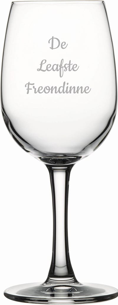 Gegraveerde witte wijnglas 26cl De Leafste Freondinne
