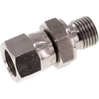 JIC  Verloopnippel UNF 1/2''-20 Binnendraad X G1/4'' Buitendraad Verstelbaar RVS 275bar