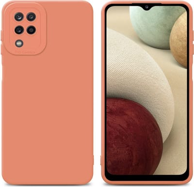 Cadorabo Hoesje geschikt voor Samsung Galaxy A12 / M12 in FLUID LICHT ORANJE - Beschermhoes gemaakt van flexibel TPU silicone Cover Fluid Case