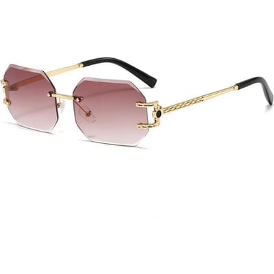 Nouveaux Lunettes de Soleil sans Monture Bord Coupé UV400 Mode Européenne et Américaine Grande Monture Polygonal VisionGlasses pour le Voyage et le Vélo