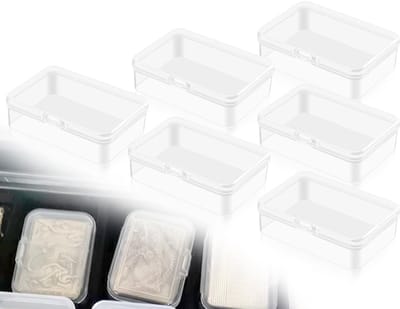 Dailygoods- Opbergdoos Transparant - 6 Stuks - Mini Dozen met Deksel - 7,5 x 5 x 2,1 cm - Voor Kralen/Sieraden - Betrouwbare Keuze - Opbergdozen