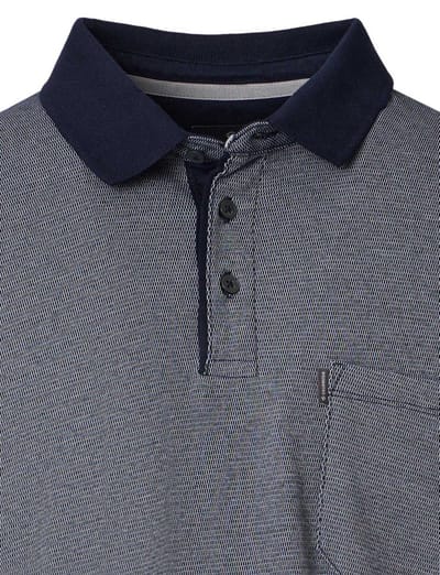 CASA MODA comfort fit heren polo lange mouw - blauw - wit dessin