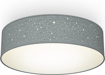 B.K.Licht - Decoratieve Plafondlamp - sterrenhemel effect - kinderkamer lamp - plafonniere - grijz - ronde - Ø38cm - met 2x E27 fitting