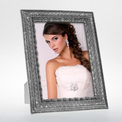 Kunststof fotolijst klassiek zilver barok geschikt voor een foto van 13 x 18 cm