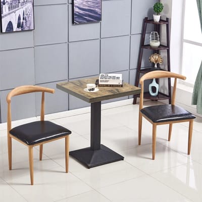 Linkforu - Industriële Bistrotafel - Vintage Houtlook Tafelblad - Stalen Onderstel - Compacte Eettafel - Horecatafel - 60x60 cm