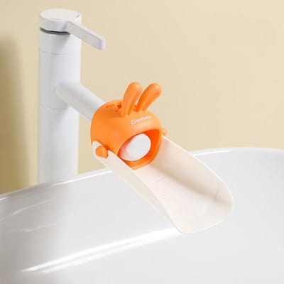 Rallonge de robinet pour enfants lapin dessin animé Anti-éclaboussures accessoires de robinet de salle de bain cuisine Mignon lapin dessin animé accessoires de salle de bain orange