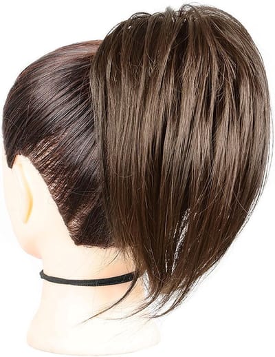 Ponytail Extension met Claw Clip, Korte Rechte Haarstuk voor een Messy Bun, Natuurlijke Synthetische Haarstukken voor Vrouwen, Perfect voor Elke Gelegenheid