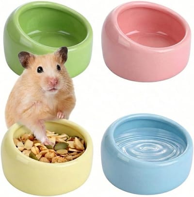 4 Kleine Dieren Voerbakken voor Hamsters, Dwerghamsters, Cavia's en Eekhoorns in 4 Kleuren - Ideaal voor Kleine Huisdieren en Voeding