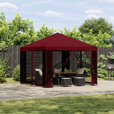 vidaXL - Prieel - 3 - x - 3 - m - Bordeauxrood - Polyester - en - Staal - 190 - gsm