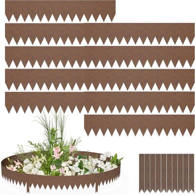 Gazonrand Staal - Bloembedomranding Palissade - Tuin Afscheiden - Flexibel Buigbaar - 20cm Hoog 100cm Lang - Bruin