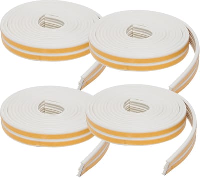 Zelfklevende tochtstrip - 4x - wit - 6 m / 1 cm - huis isolatie - Tochtstrips / tochtstroken voor ramen