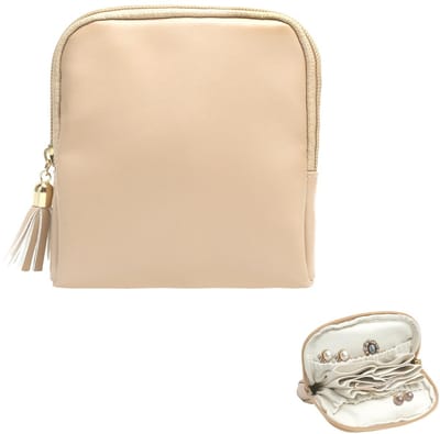 Dailygoods- Sieradendoosje op reis - 6-laags mini-sieradenetui - Kunstleer - Bruin - Juwelenkistje - Afmetingen 13 x 14,5 x 2,3 cm