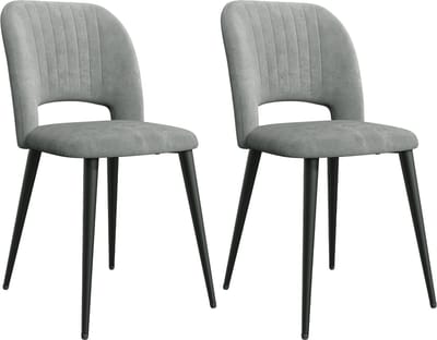 PIPIPOXER-Set van 2 eetkamerstoelen, keukenstoelen, gestoffeerde stoelen, fluwelen zitting,Grijs