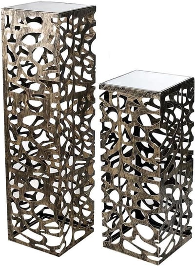 Casablanca zuil Ellis van glas en metaal - bronskleurig - antieke afwerking - mat - gesatineerd - hoogte 70cm x breedte 27cm - decoratieve zuil