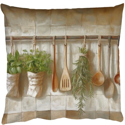Sierkussens - Kussentjes Woonkamer - 50x50 cm - Hout - Keukengerei - Stilleven - Tegels
