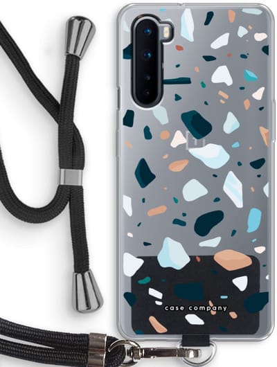 Case Company® - Hoesje met koord geschikt voor OnePlus Nord hoesje met Koord - Terrazzo N°13 - Telefoonhoesje met Zwart Koord - Bescherming aan alle Kanten en Over de Schermrand