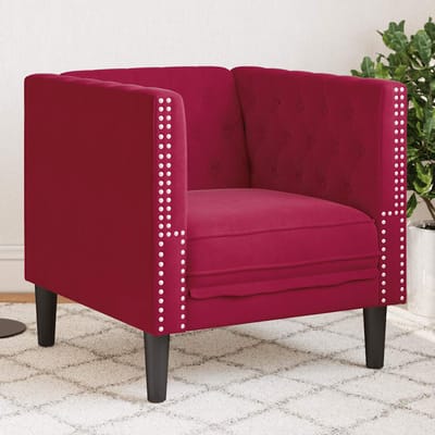 vidaXL - Fauteuil - Chesterfield-stijl - fluweel - wijnrood