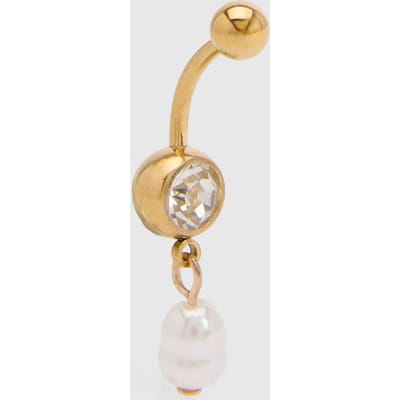 boohoo Dames Roestvrijstalen Navelpiercing Met Pareldetail | Goud